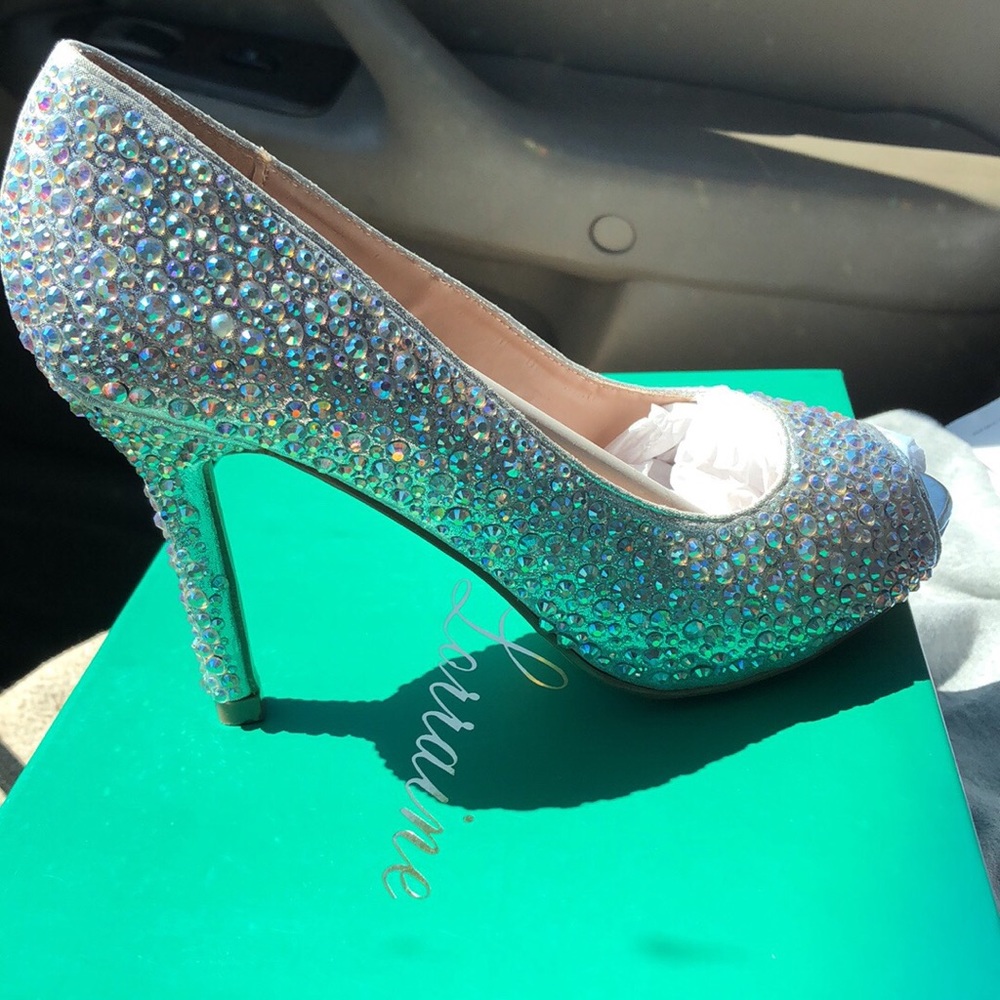 Sliver bling heels